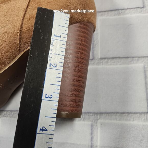 Women's Faux Suede Embroidered Knee High Cowboy Boots Size 8 Light Brown - New* - Picture 5 of 16